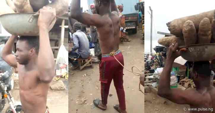 Suspected thief forced to sell stolen yams in market
