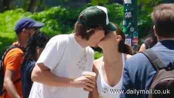 Millie Bobby Brown, 20, and her husband Jake Bongiovi, 22, kiss on a busy sidewalk in NYC... two weeks after tying the knot