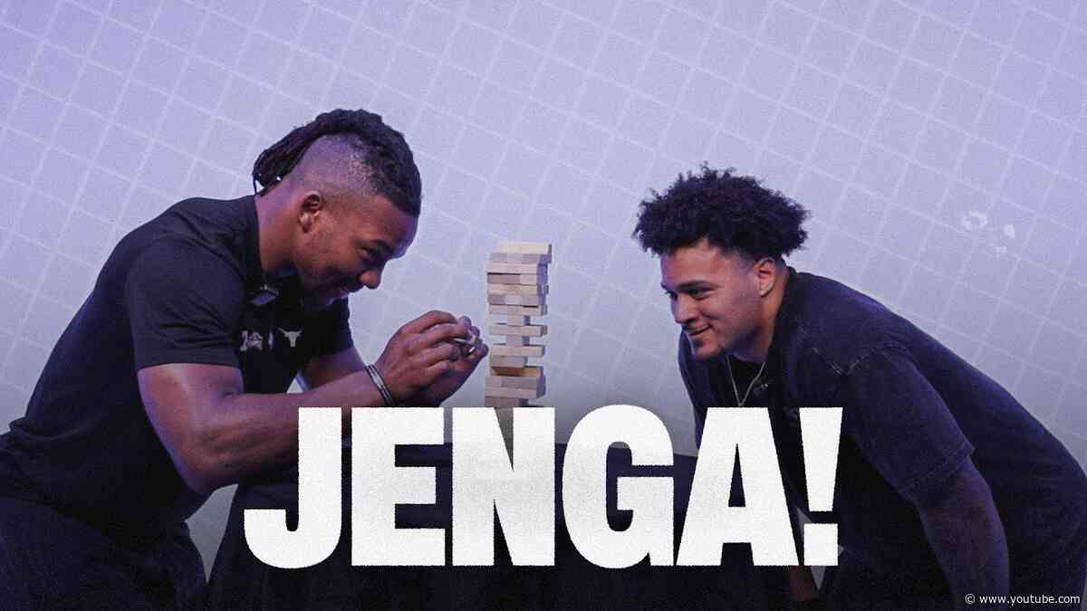 Bijan Robinson and Tyler Allgeier face off in a game of Jenga! | Atlanta Falcons