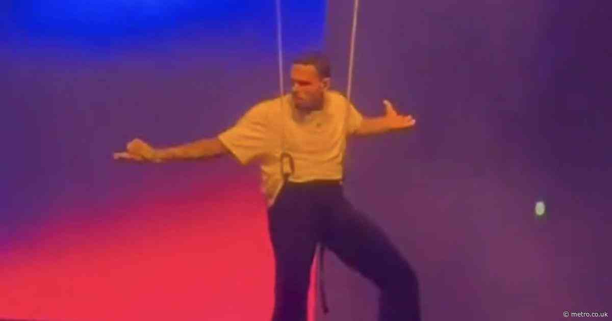 Chris Brown gets stuck in the air mid-concert and has temper tantrum