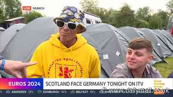 Too much fun in the sun: Scotland fan reveals he's already smashed his phone with Euro 2024 tickets on as Tartan Army fans wake up with sore heads ahead of curtain-raising clash against Germany