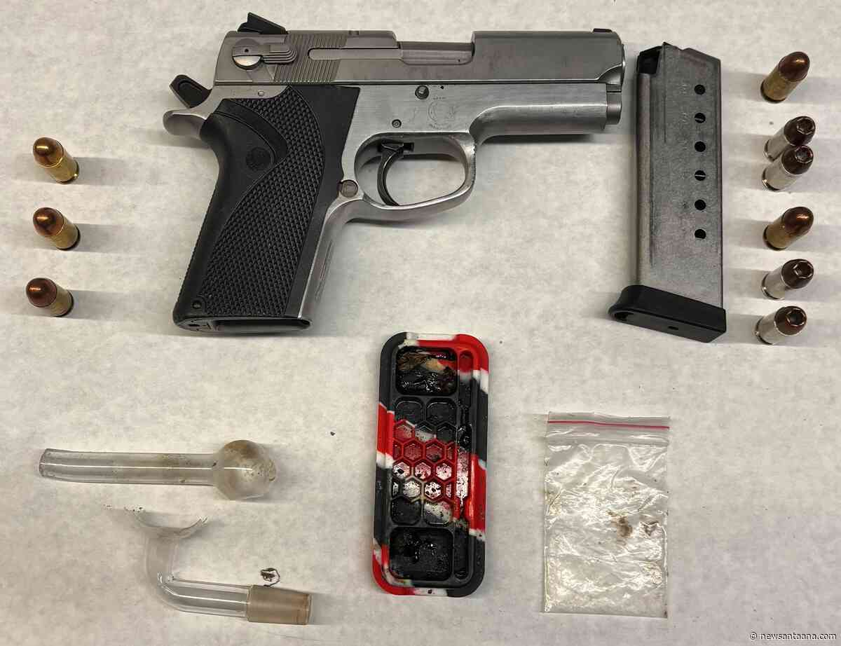 A traffic stop in Westminster led to the seizure of an unserialized gun, meth and heroin