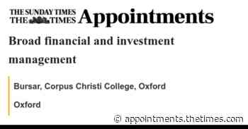 Bursar, Corpus Christi College, Oxford: Broad financial and investment management