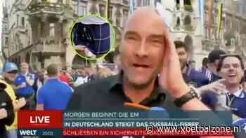 Duitse tv-presentator onaangenaam verrast nadat Schotse fan kilt omhoog doet