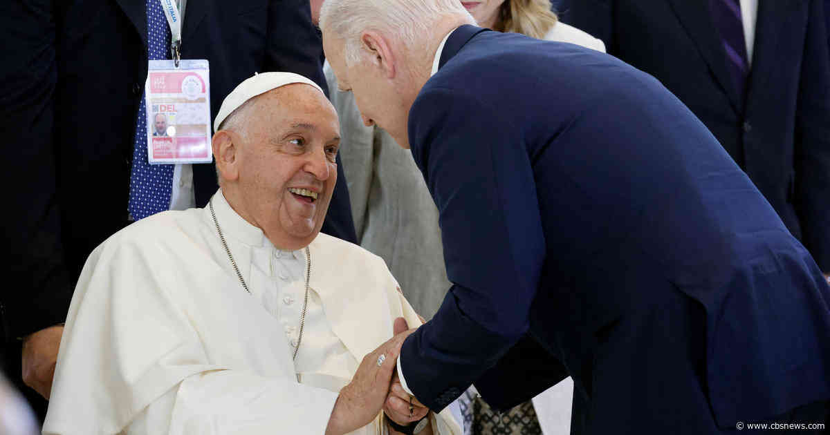 Pope Francis is first pope to address G7 summit, meets with Biden, world leaders