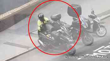Brazen crooks stole a moped after using an angle grinder to cut through the lock on a busy street