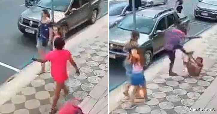 Woman gets instant karma four seconds after randomly slapping child in the face