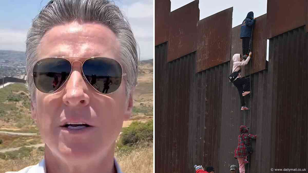 Gavin Newsom trolled for posting selfie video at the southern border 'acting like he cares' after repeated 'lies' on immigration