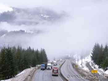 Traffic Alert: Snow warning for B.C.’s major Interior mountain passes