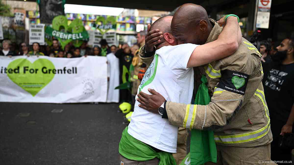 Grenfell Tower survivors are joined by bereaved families of those who lost loved ones in the Infected Blood scandal on seventh anniversary of high rise inferno