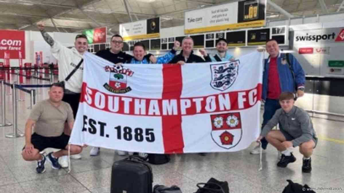 Thousands of England fans start the journey to Germany by plane, bus and ferry - taking their St George's flags with them ahead of team's first Euros match tomorrow night