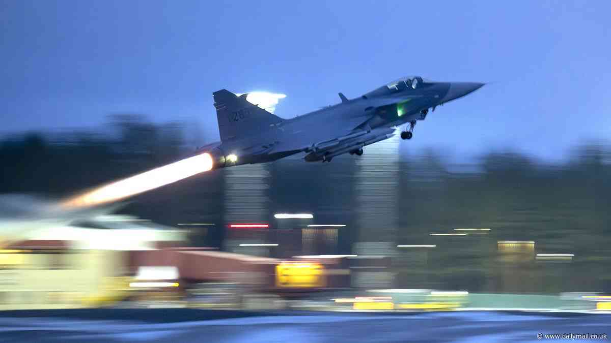 Sweden scrambles fighter jets to intercept Russian bomber which entered Nato airspace - hours before world leaders gathered for a historic peace conference over Ukraine