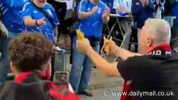 Hilarious moment Albanian fans snap pasta in front of horrified Italian fans during build up to Euro 2024 clash in Dortmund