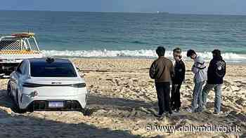BYD Seal electric vehicle owner's embarrassing mistake on Perth's City Beach