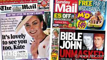 Scotland's papers: Kate returns to duty and Bible John 'unmasked'