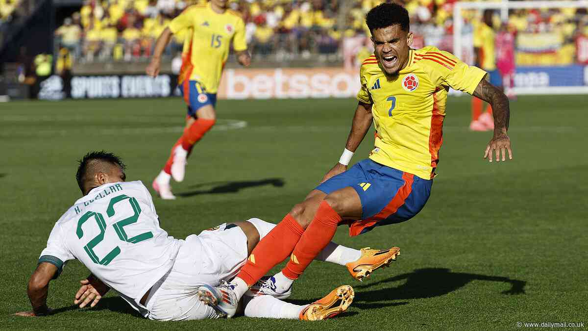 Luis Diaz is caught by HORROR two-footed tackle in Colombia's friendly win against Bolivia as Liverpool fans fume over 'disgrace' as opposing defender isn't sent off
