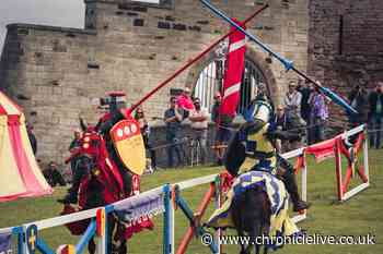 'Jousting spectacular' at Bamburgh Castle sees stunt riders and trained horses delight visitors young and old