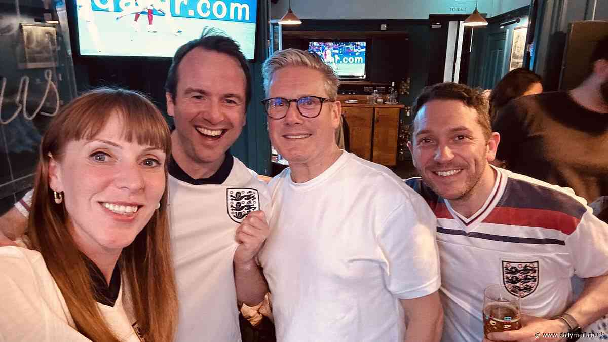 Couldn't you afford an England shirt, Sir Keir? Labour leader is ridiculed after Angela Rayner posts a picture of him celebrating Three Lions' Euros win wearing a plain white top