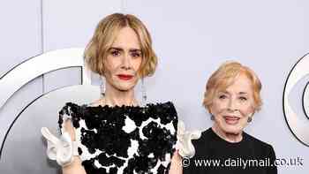 Tony Awards 2024: Sarah Paulson, 49, wows in sequined floral gown as she joins partner Holland Taylor, 81, on the red carpet