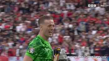 Jamie Carragher left amused by Jordan Pickford's pre-match war cry as England fans says  goalkeeper is 'in the mood' at start of Serbia showdown