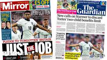 The papers: 'England's winning start' and Labour's job pledge