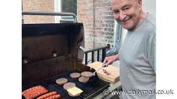 Chuck Schumer is roasted for posting picture of himself grilling cheeseburgers after social media users spotted an embarrassing mistake