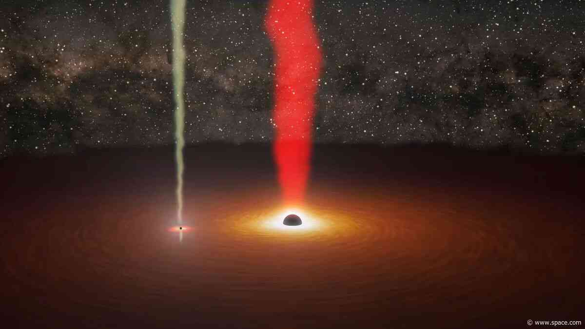 At the heart of this distant galaxy lies not 1, but 2 jet-blasting black holes