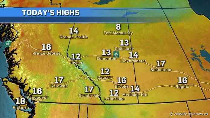 Cooler start to the week with snow possible west of Calgary