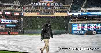 Rain delay, indeed. High school baseball state championship games are postponed until Friday at Target Field.