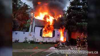 Sask. man escapes from second storey window as home goes up in flames