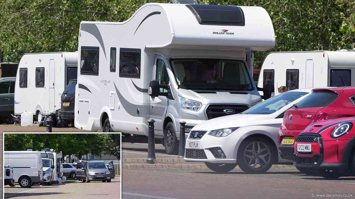 Travellers return to historic Chichester and set up camp in car park as council begins legal steps to remove them