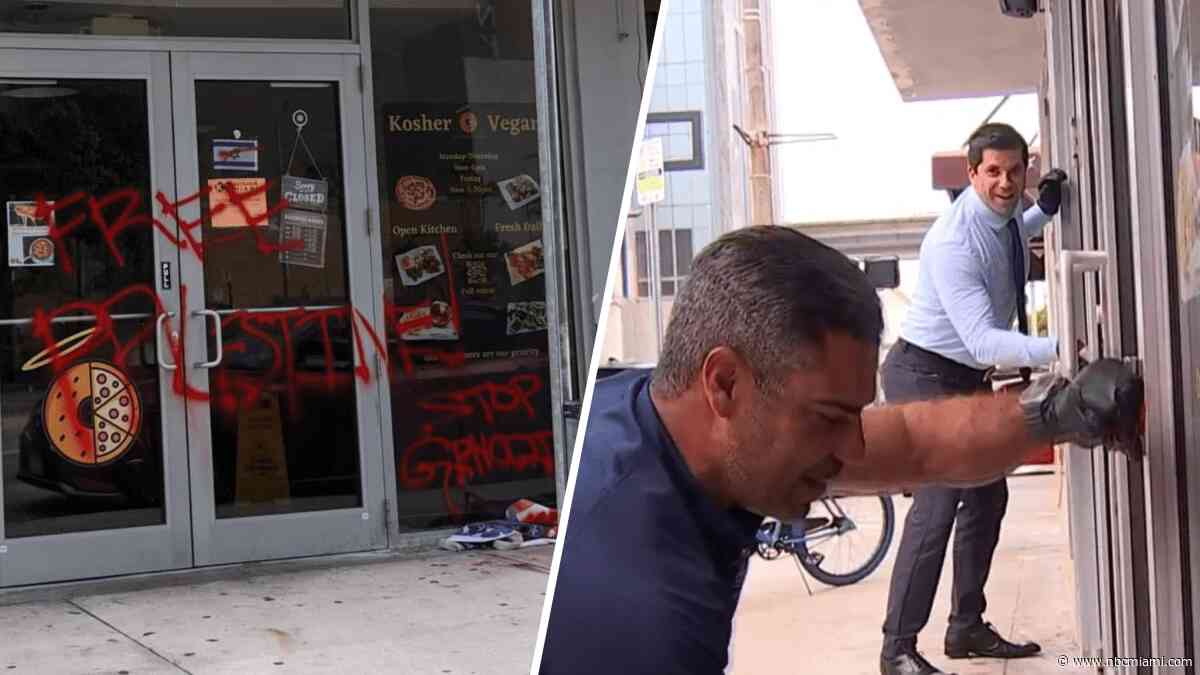 Miami mayor helps clean up after ‘Free Palestine' spray-painted on bagel shop