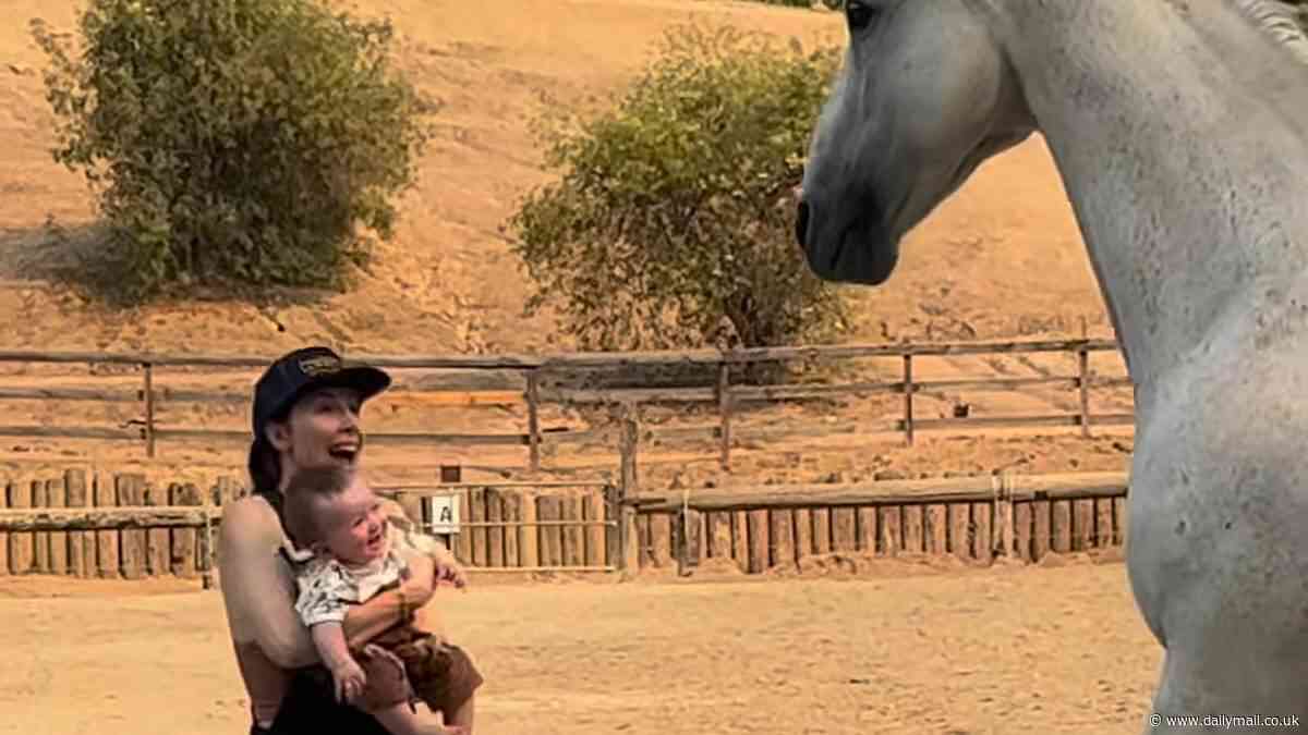 Whitney Cummings' shocked fans react as she holds her six-month-old baby up in front of a bucking horse: 'Completely irresponsible'