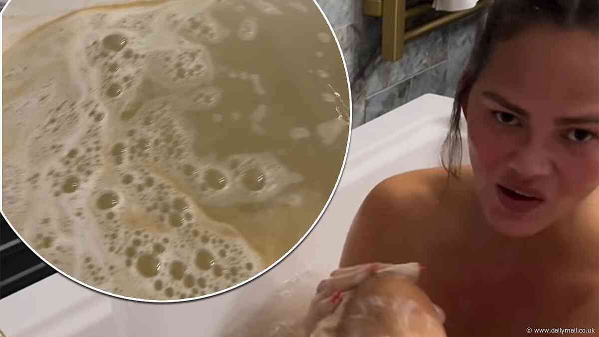 Chrissy Teigen fans left horrified by her 'dirty' bathwater after husband John Legend shares video of her naked in tub