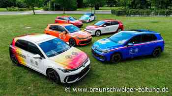 Fußball-EM: Sechs VW-Golf in den Farben von sechs Teams