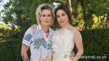 Sophia Bush looks glam in an ivory blouse as she cozies up to girlfriend Ashlyn Harris at Cannes Lions event