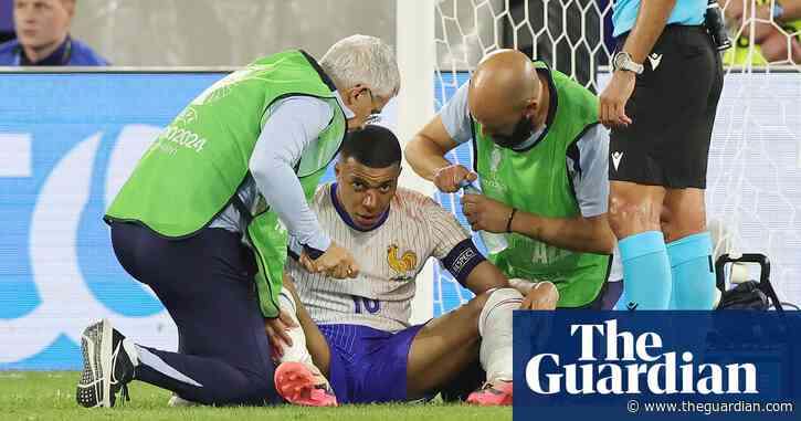'We need him': France wish Mbappé a swift recovery after broken nose – video