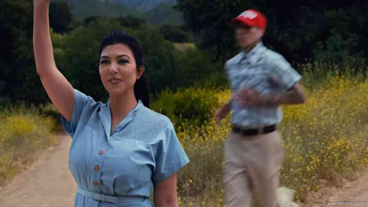 Travis Barker stars in hilarious video where he plays Tom Hanks' character from Forrest Gump while wife Kourtney Kardashian cheers him on