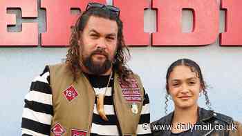 Jason Momoa, 44, looks proud as he poses with his daughter Lola, 16 - whose mother is Lisa Bonet, 56 - to his The Bikeriders premiere in Los Angeles