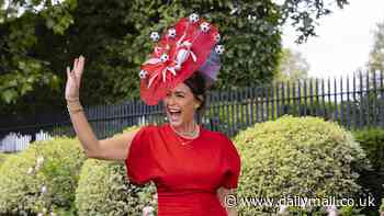 Lisa Snowdon gets into the Euros spirit with a novelty custom England hat as she arrives for day two of Royal Ascot