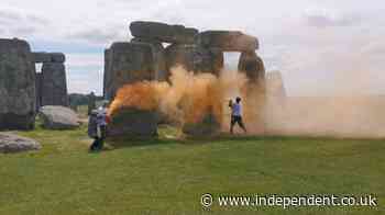 Just Stop Oil protesters cover Stonehenge in orange paint ahead of summer solstice