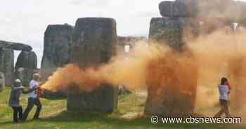 Activists spray Stonehenge in orange paint, demand end of fossil fuel use