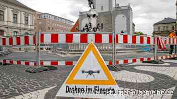Die Stadt Augsburg misst den Augustusbrunnen mit einer Drohne aus