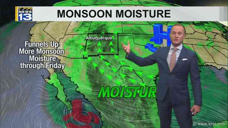 Monsoon moisture continues to move into New Mexico through the end of the week