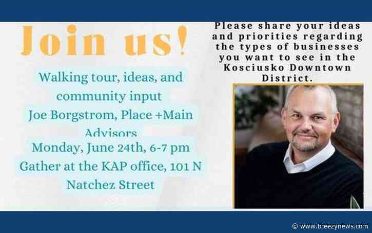 Happening today: Kosciusko Attala Partnership to host public meeting/walking tour discussing downtown development