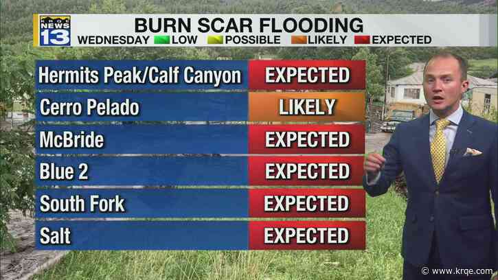 Burn scar flash flooding likely in parts of New Mexico Wednesday and Thursday