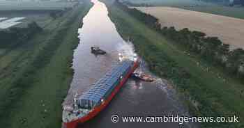 Cambridgeshire's answer to Ever Given? Cargo ship struck after getting stuck in Cambs river