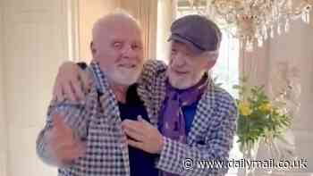 Sir Ian McKellen, 85, dances with Anthony Hopkins, 86, in matching checkered jackets in adorable video - a week after shocking stage fall accident during his West End show