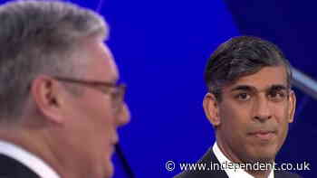 Shouting heard during Rishi Sunak and Keir Starmer’s last debate of general election campaign