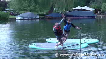 Ed Davey falls off paddleboard again as Lib Dems continue campaign trail